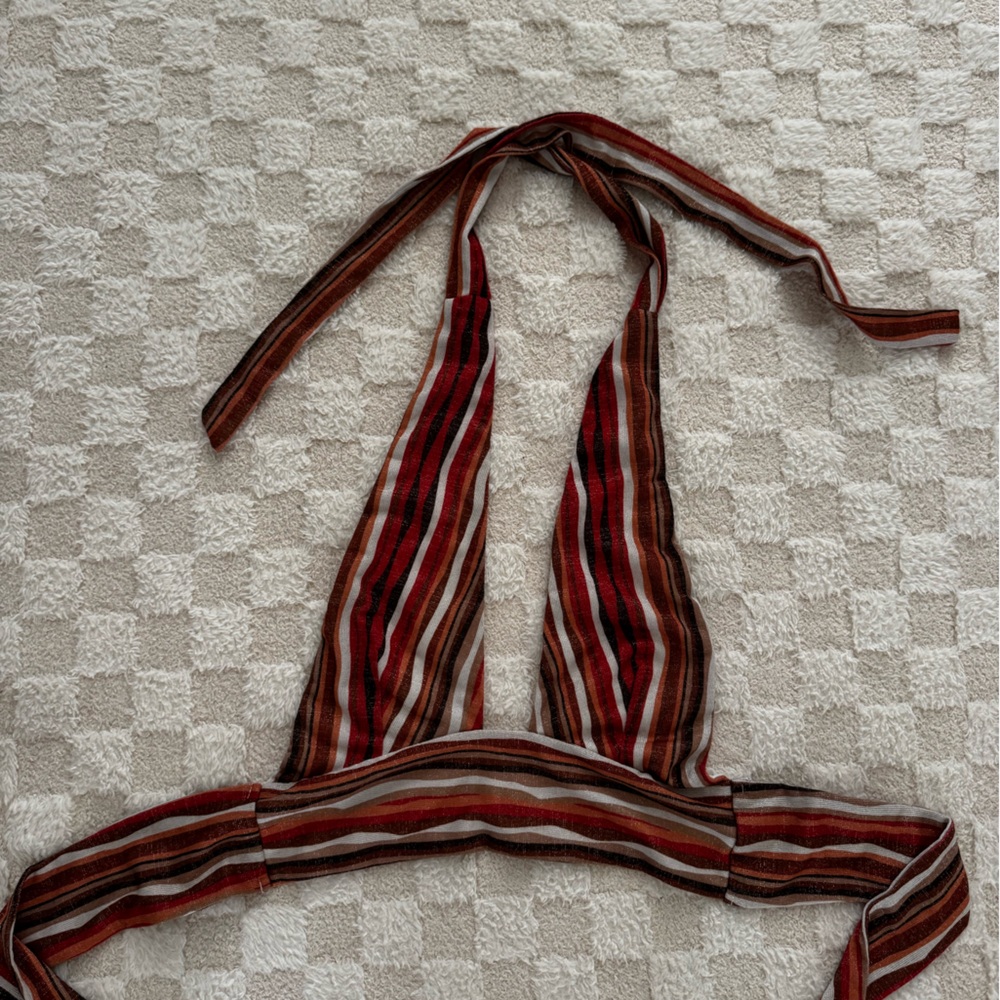 Striped Red and Brown Bikini Bottom